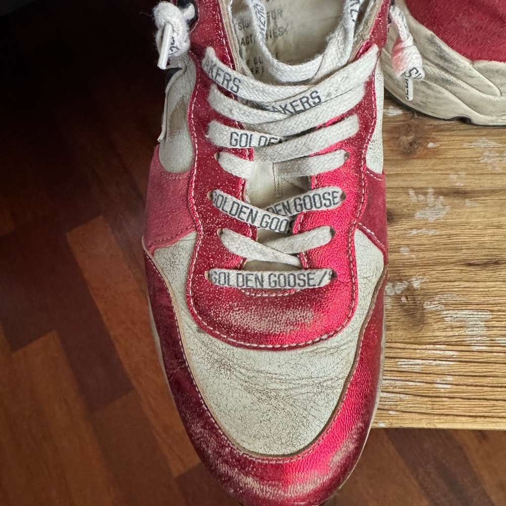 Golden Goose Red and White Sneakers - Picture 7 of 9